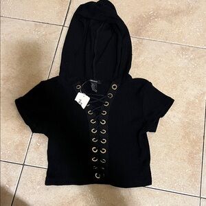 Stylish Black Hooded Top